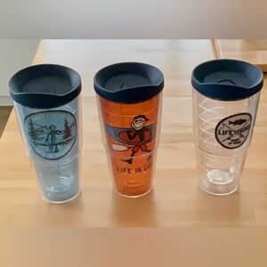 Life is Good set of 3 Tumblers with Lids - Excellent like new